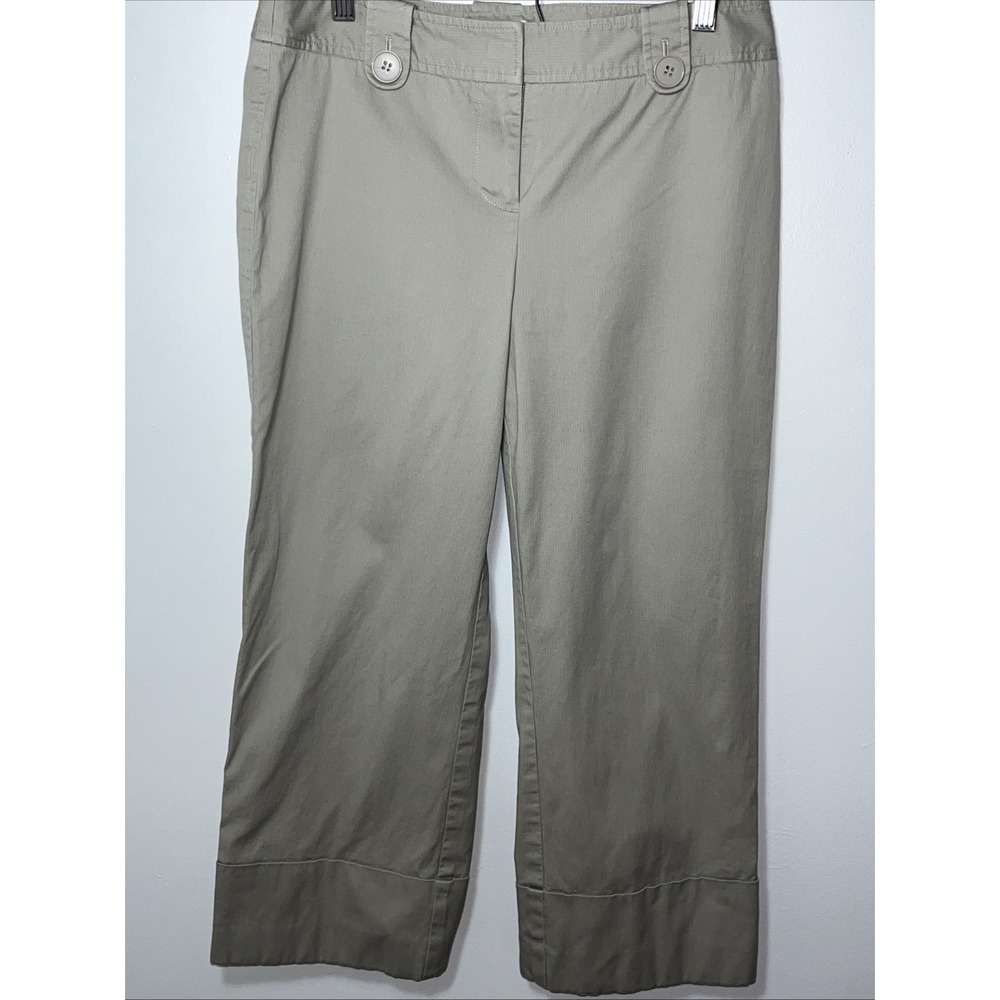 Ann Taylor LOFT‎ Khaki Tan Button Accent Cropped Wide Leg Pants Size 6